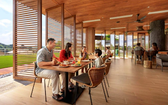 Family dining at Colugo Camp, Mandai Wildlife Reserve.