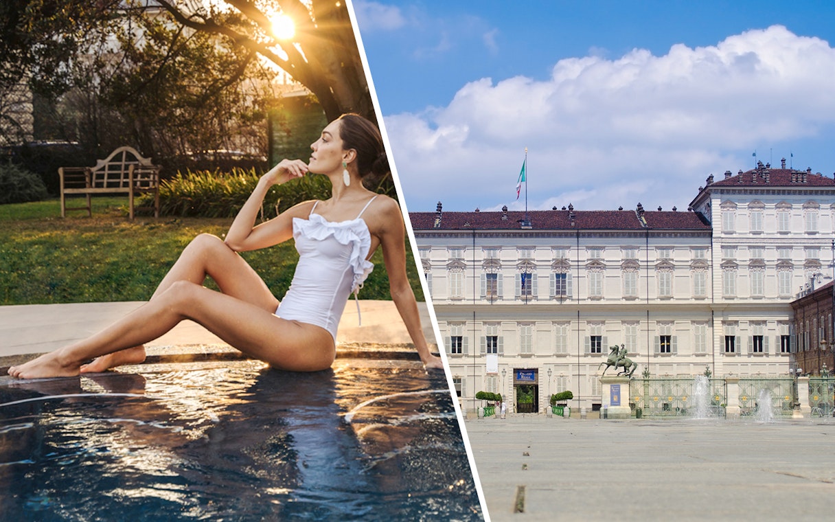 QC Terme Torino spa experience and Royal Palace of Turin exterior view.