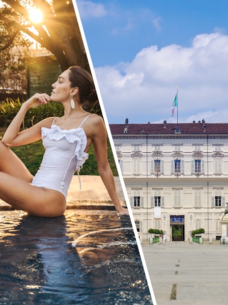 QC Terme Torino spa experience and Royal Palace of Turin exterior view.
