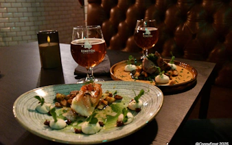 Traditional Icelandic dishes with beer in an exclusive restaurant setting.