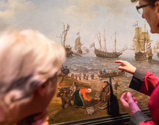 Shadows on the Atlantic exhibit at The National Maritime Museum showcasing historical maritime artifacts.