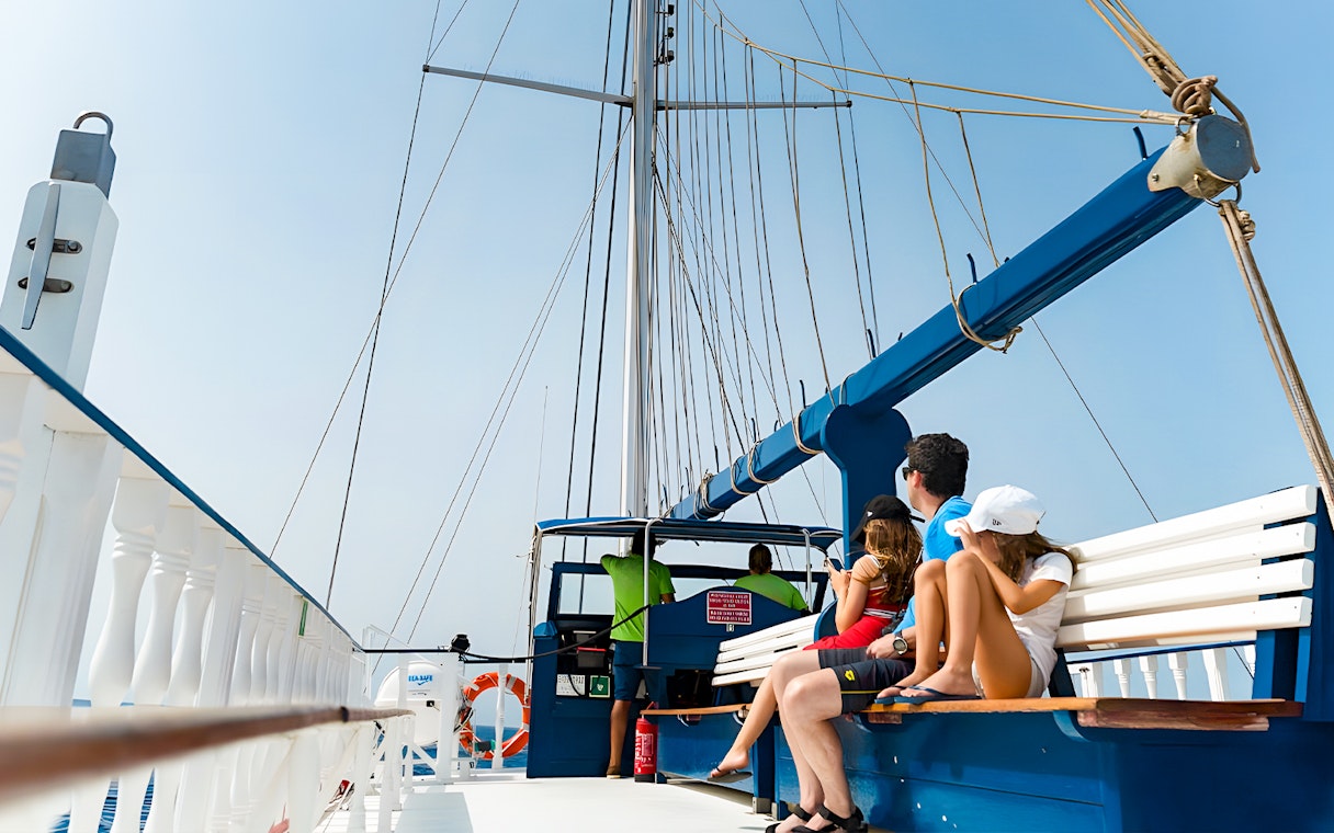 People relaxing on a cruise boat in Tenerife.