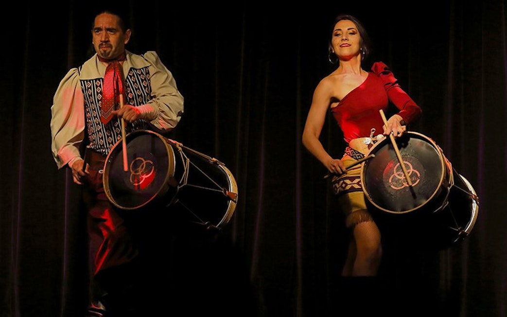 Dancers with drums performing at Michelangelo Tango Show.
