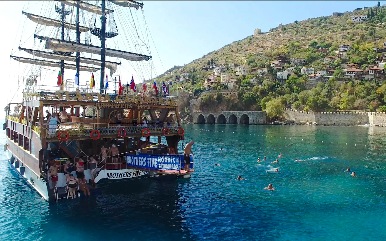 Alanya Catamaran Cruise with BBQ Lunch, Soft Drinks & Round-Trip Hotel Transfers