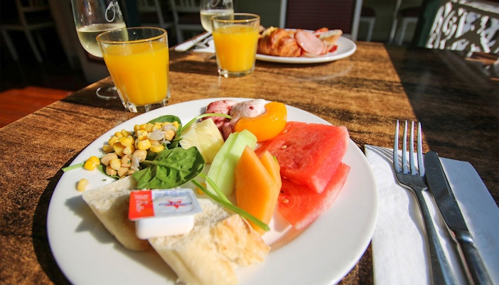 Gluten free breakfast with fruits