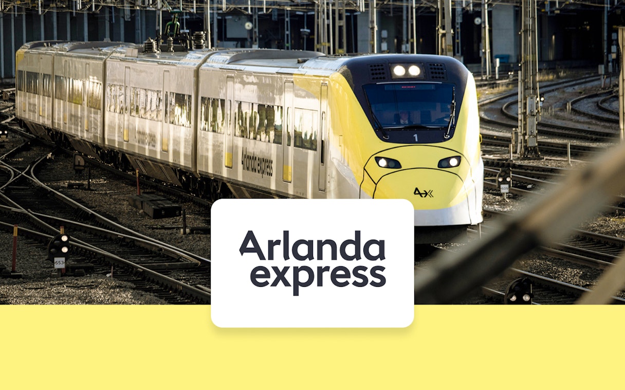 Arlanda Express train at Stockholm Arlanda Airport station.