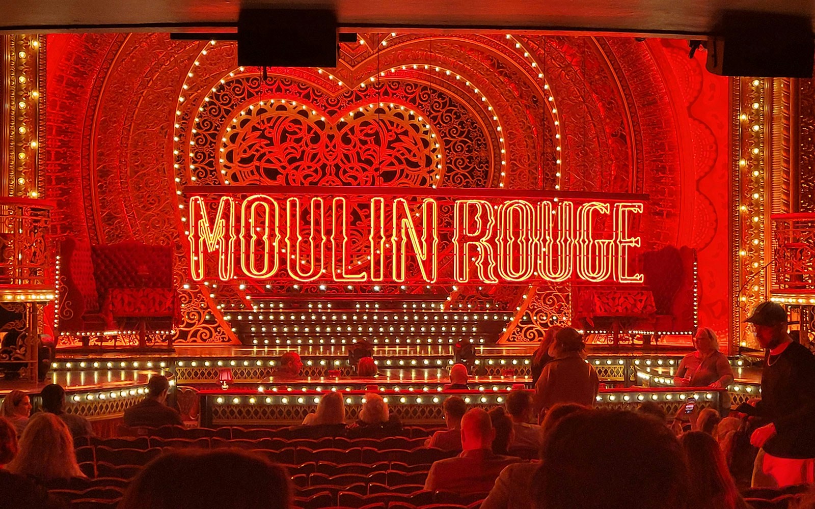 "Section: Stalls
Seat: R 21
Date: May 2, 2024
Show: Moulin Rouge! The Musical"