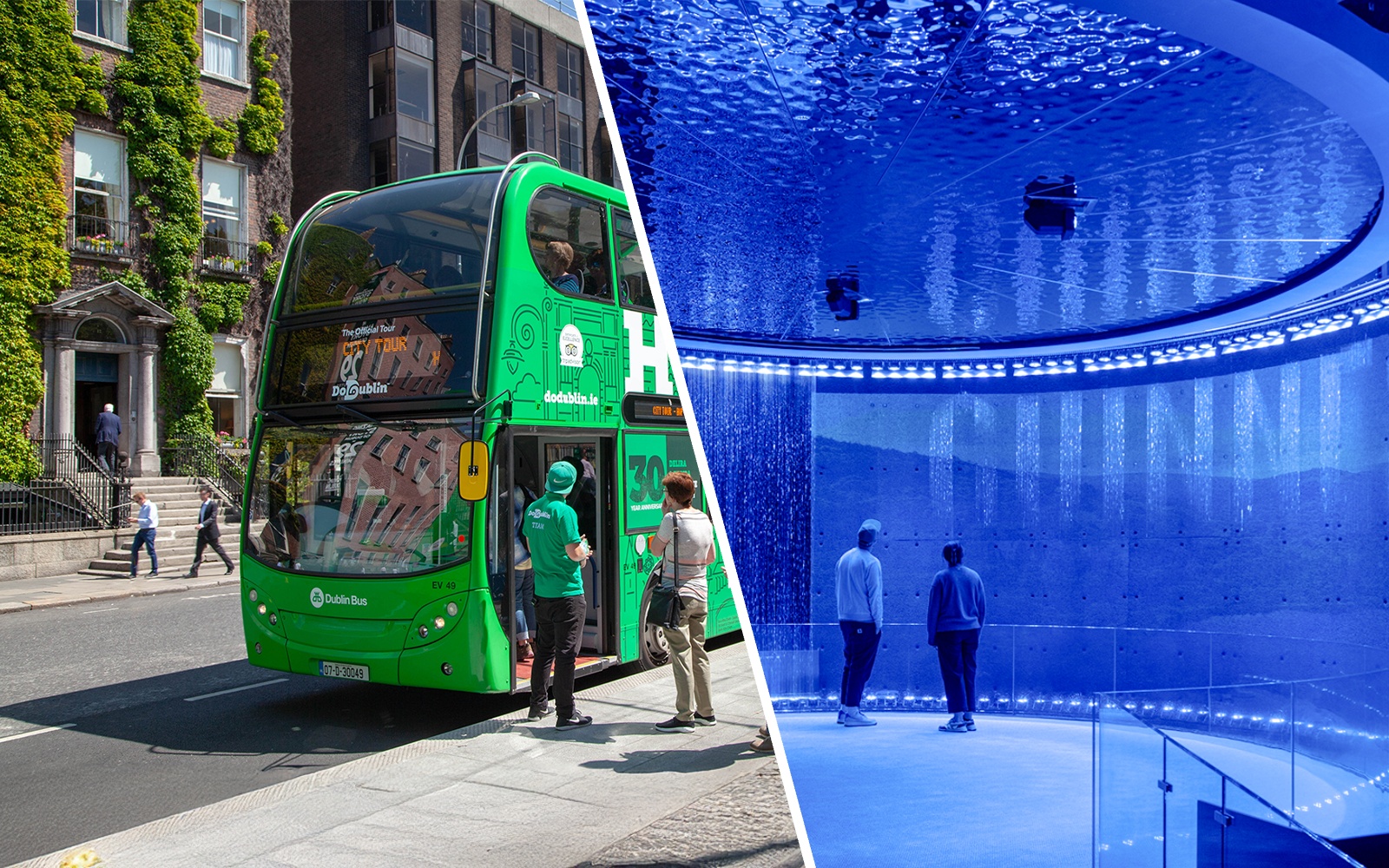 Guests exploring exhibits inside the Guinness Storehouse, Dublin.