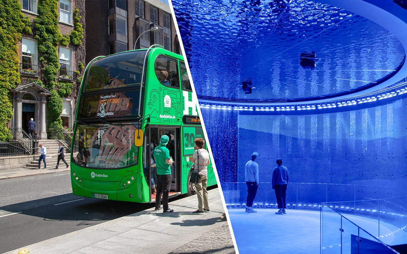 Guests exploring exhibits inside the Guinness Storehouse, Dublin.