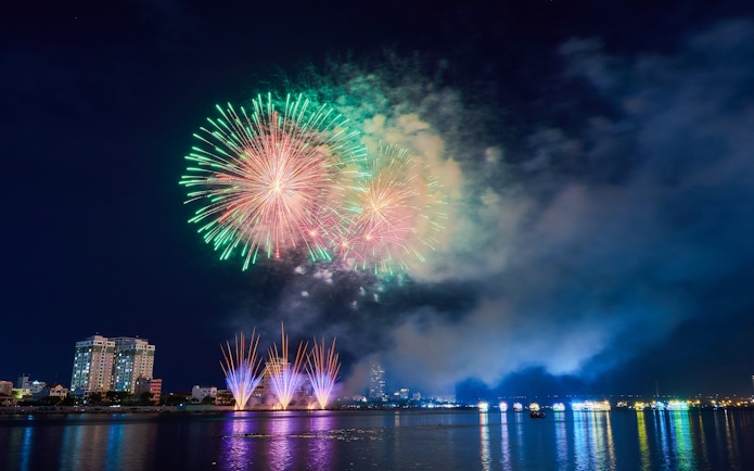 Fireworks display over Da Nang skyline during the International Fireworks Festival.