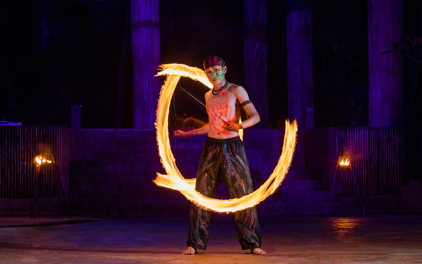 Fire performer at Sunway Lost World Hot Springs Night Park.