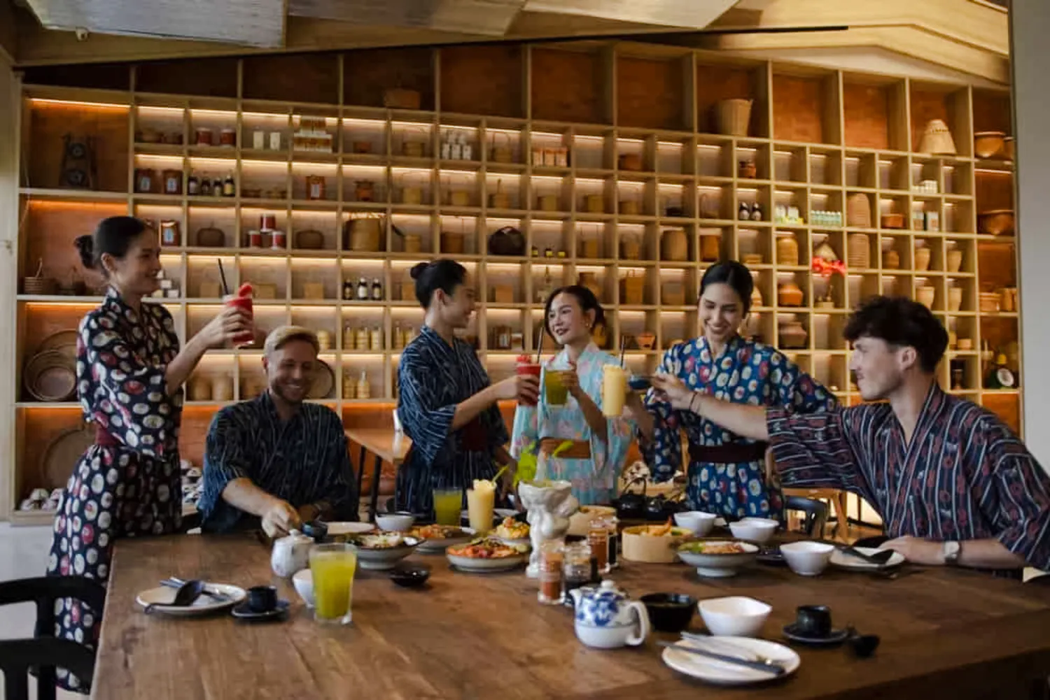 Guests enjoying drinks at Yunomori Onsen & Spa, Pattaya.