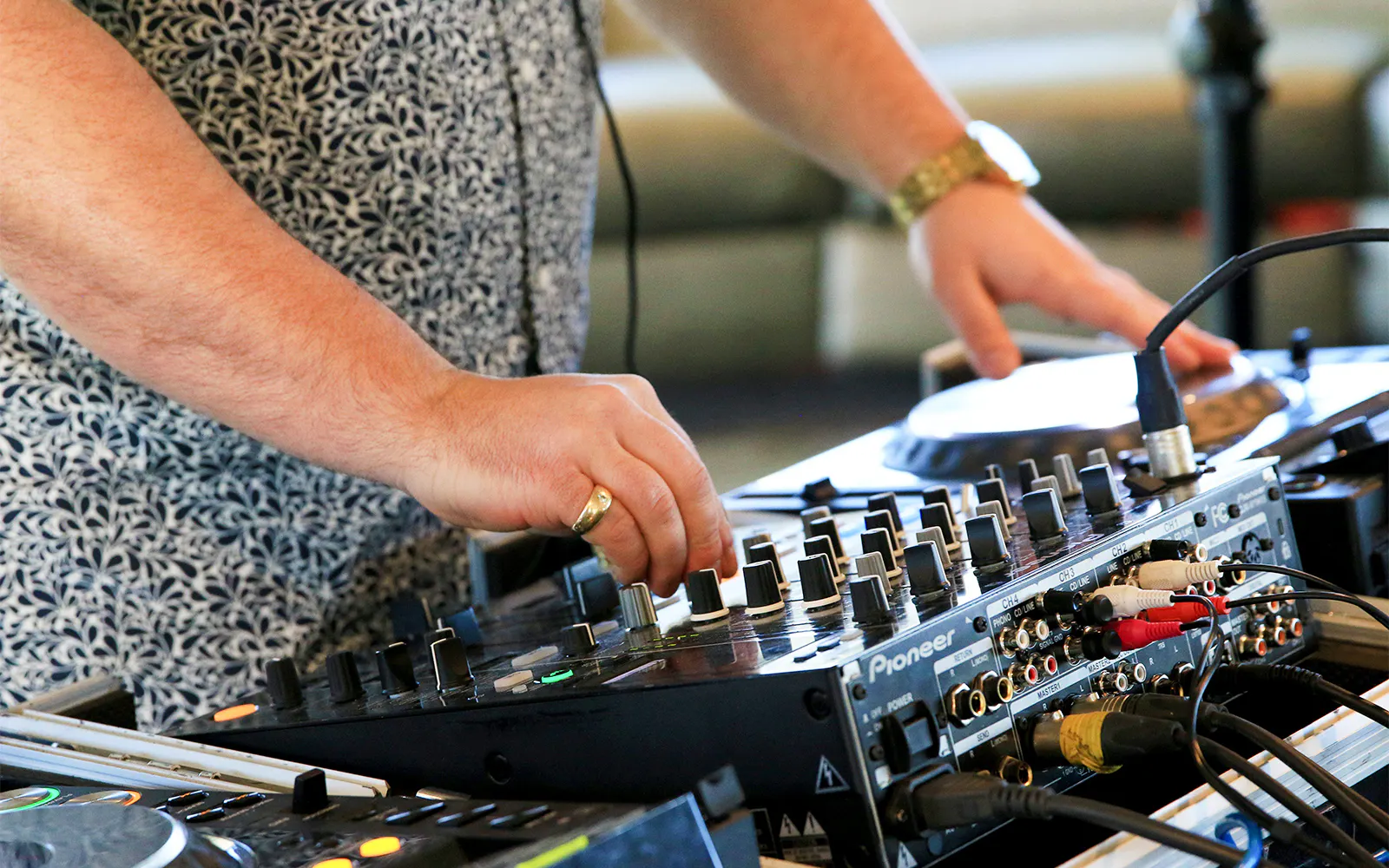 DJ mixing music on cruise in Washington DC.