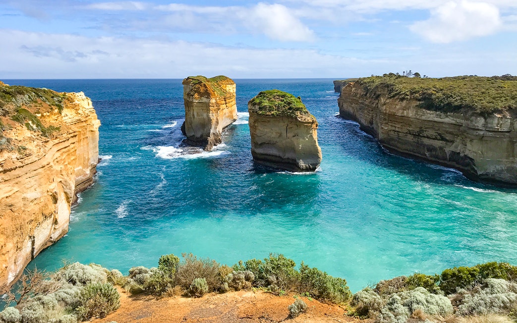 Gog and Magog rock formations along the Great Ocean Road, Australia.