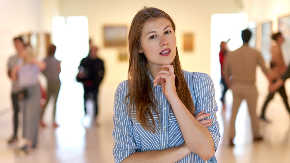 Girl looking at the exhibition