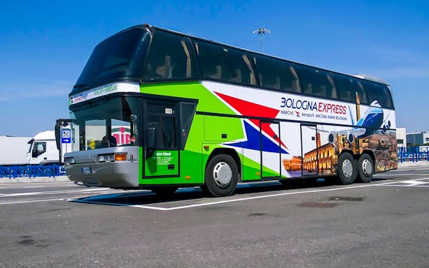 Bus at Rome Fiumicino Airport for Roma Linee one-way tickets to Rome Tiburtina.