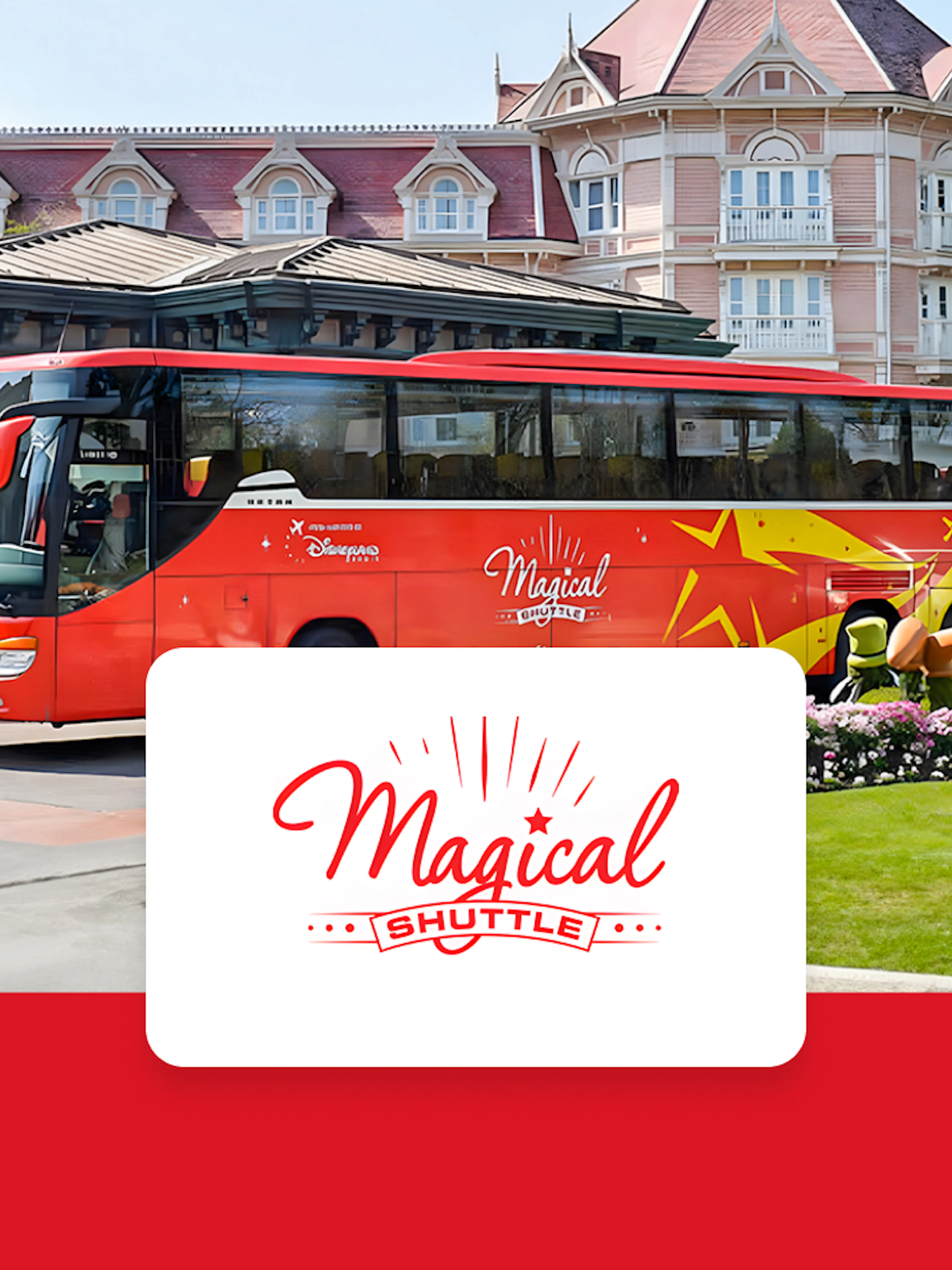 #Shuttle bus parked at Disneyland Paris hotel entrance for CDG/ORY airport transfer.