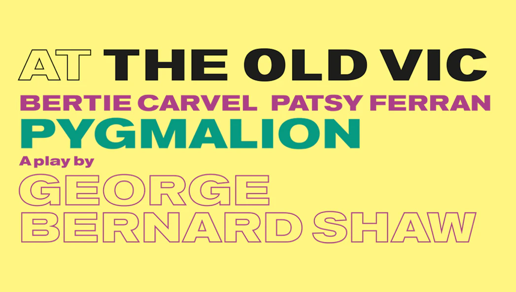 Pygmalion play at The Old Vic, London featuring Bertie Carvel and Patsy Ferran.