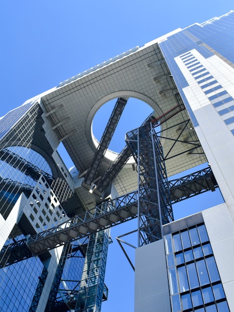 Umeda Sky Building's unique architecture in Osaka, Japan.