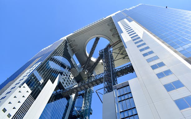 Umeda Sky Building's unique architecture in Osaka, Japan.