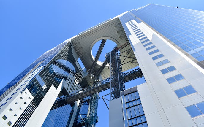 Umeda Sky Building's unique architecture in Osaka, Japan.