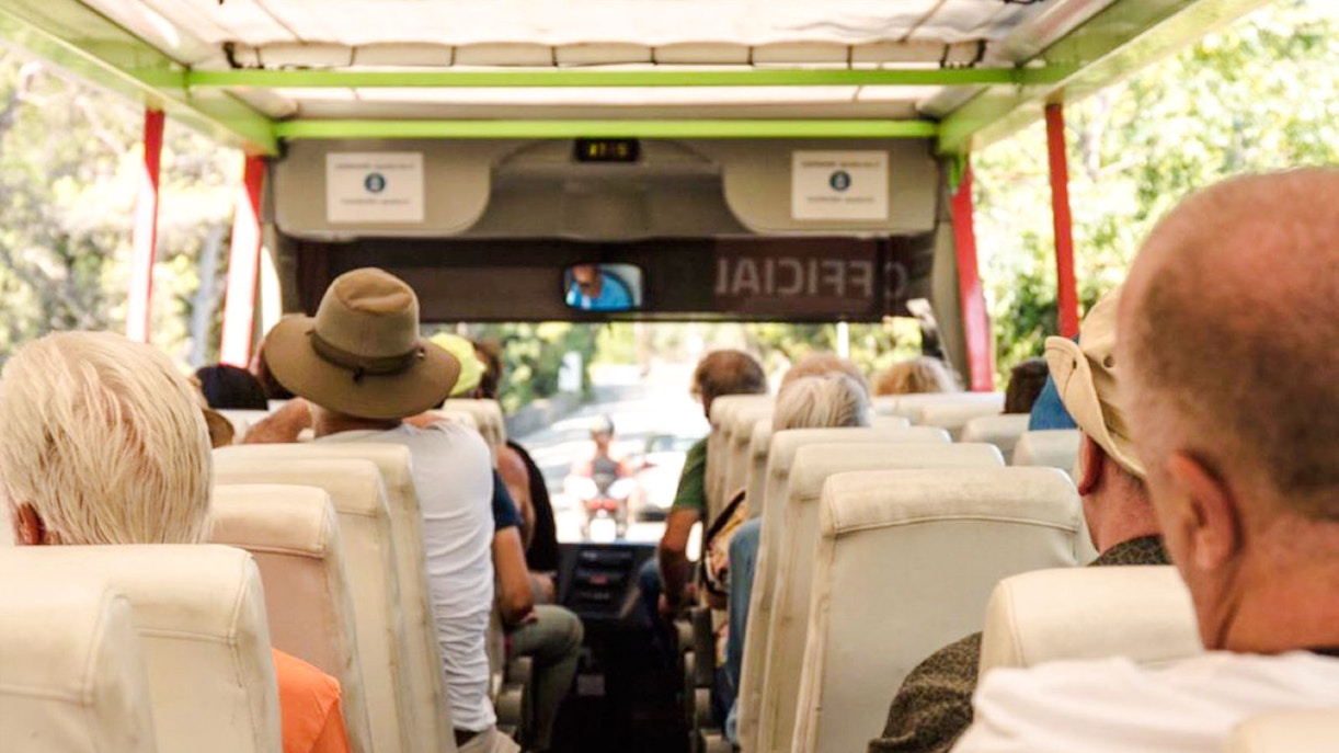Passengers seated on a bus during the Split Panoramic Bus Tour.