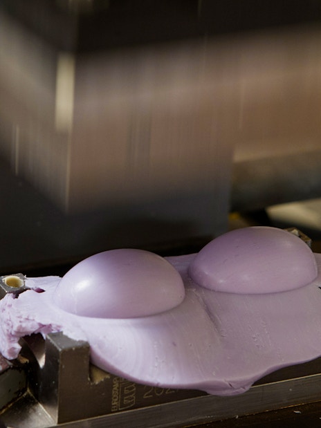 Perfume mold shaping lavender wax at Mini Perfume Workshop in Eze-Village.