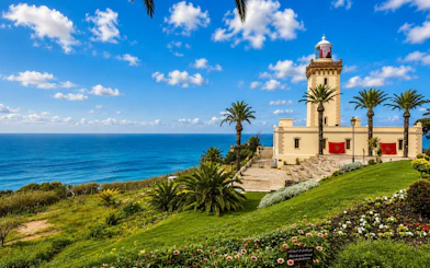 Cap Spartel Lighthouse overlooking the Atlantic Ocean in Tangier, Morocco.