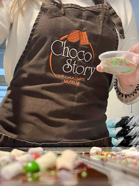 Chocolate making demonstration at Choco-Story Brussels Museum.