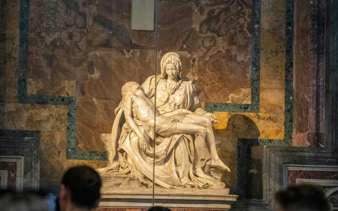 Michelangelo’s Pietà sculpture in St. Peter's Basilica, Vatican City.