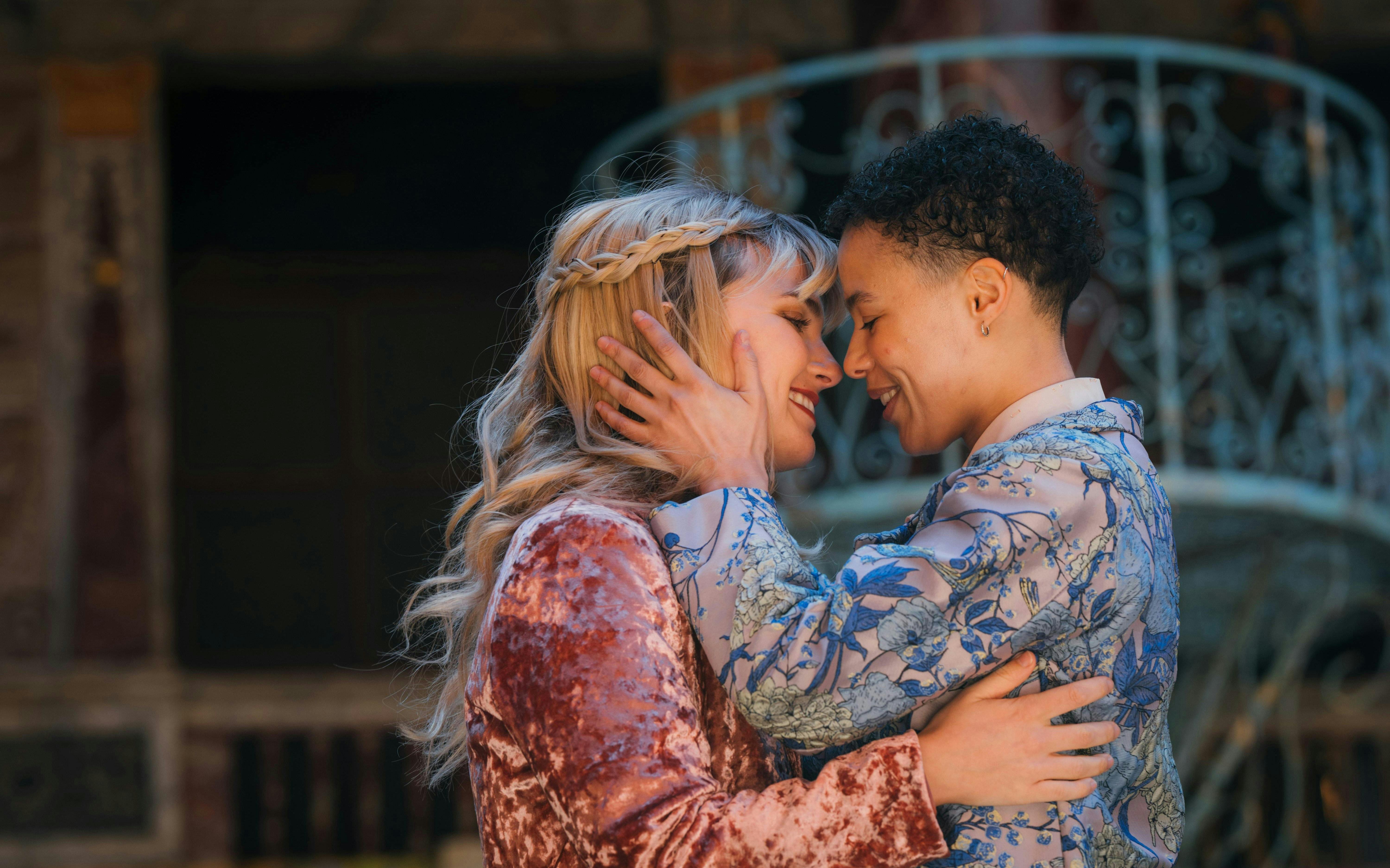 Stage actors embrace during A Midsummer Night’s Dream performance, Westend.