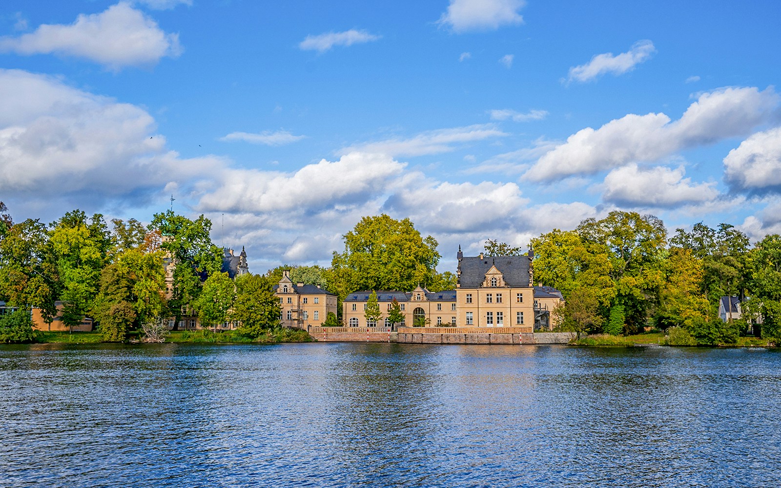 Schloss Glienicke seen from the water during the Seven Lakes Tour near Berlin's Wannsee.
