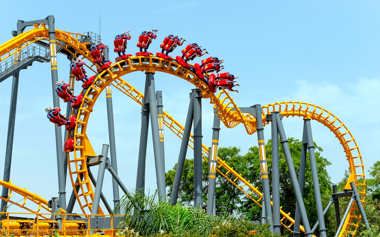 Roller coaster at Isla Mágica theme park in Seville, Spain.