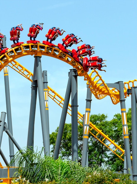 Roller coaster at Isla Mágica theme park in Seville, Spain.