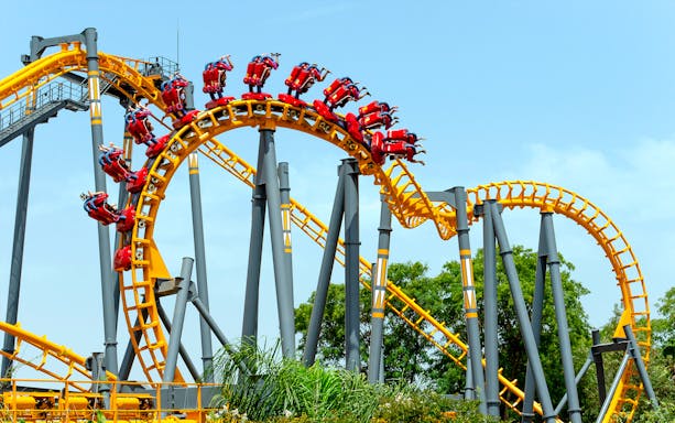 Roller coaster at Isla Mágica theme park in Seville, Spain.
