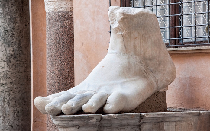 Marble foot sculpture at Musei Capitolini, Rome.