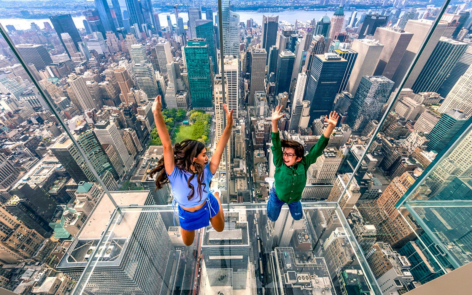 SUMMIT One Vanderbilt observation deck view of New York City skyline.
