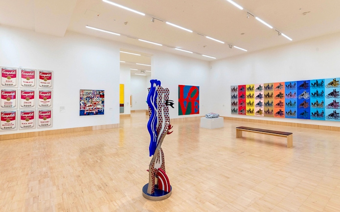 Exhibit of pop art sculptures and paintings inside ALBERTINA KLOSTERNEUBURG.