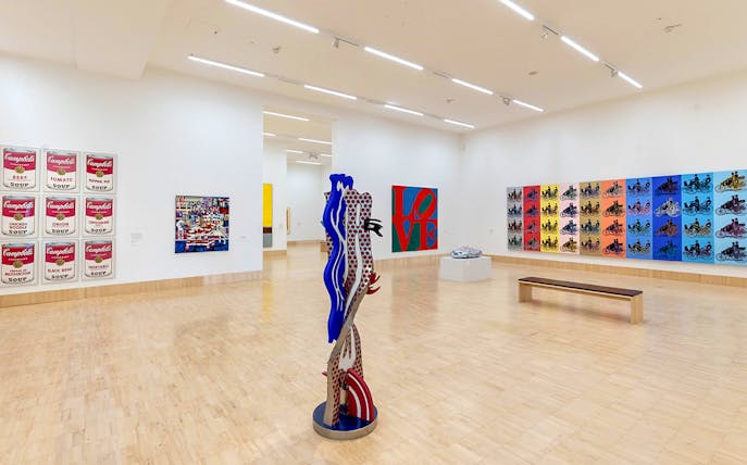 Exhibit of pop art sculptures and paintings inside ALBERTINA KLOSTERNEUBURG.