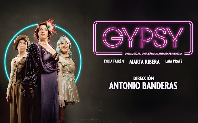 Poster for the musical Gypsy featuring three performers in costume.