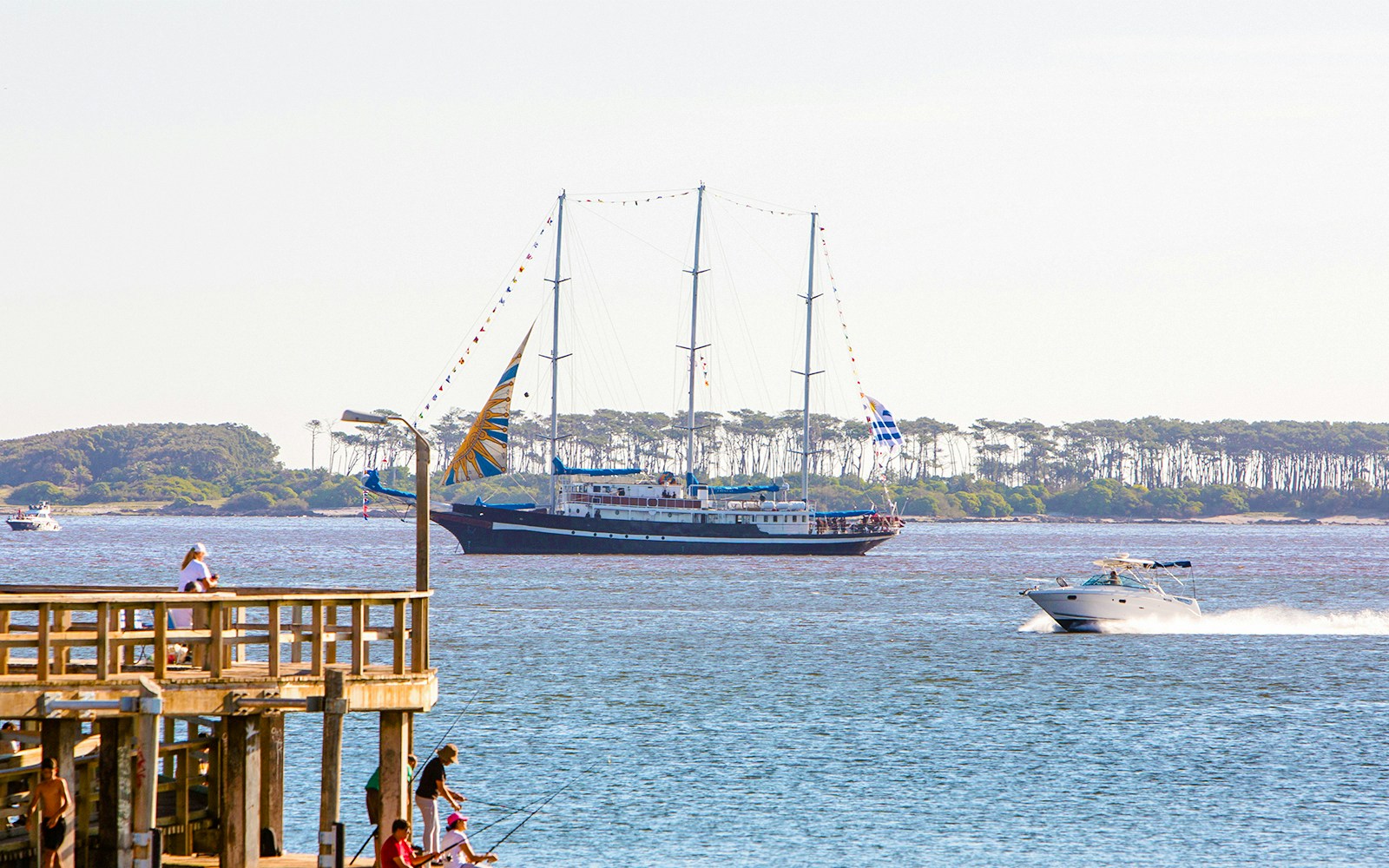 Capitán Miranda ship docked at Montevideo port, Uruguay, with tourists exploring the historic vessel.