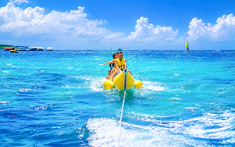 Banana boat ride at Tanjung Benoa, Bali watersports package.