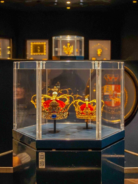 Crown jewels on display at Rosenborg Castle, Copenhagen.