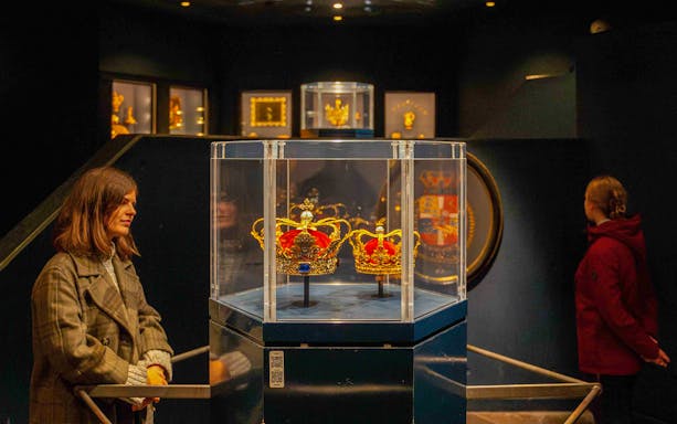 Crown jewels on display at Rosenborg Castle, Copenhagen.
