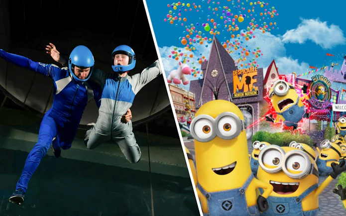 Indoor skydiving at iFly Singapore and Minions at Universal Studios Singapore.