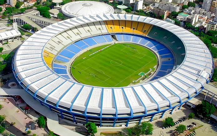 Aerial view of Maracanã Stadium in Rio de Janeiro, Brazil.