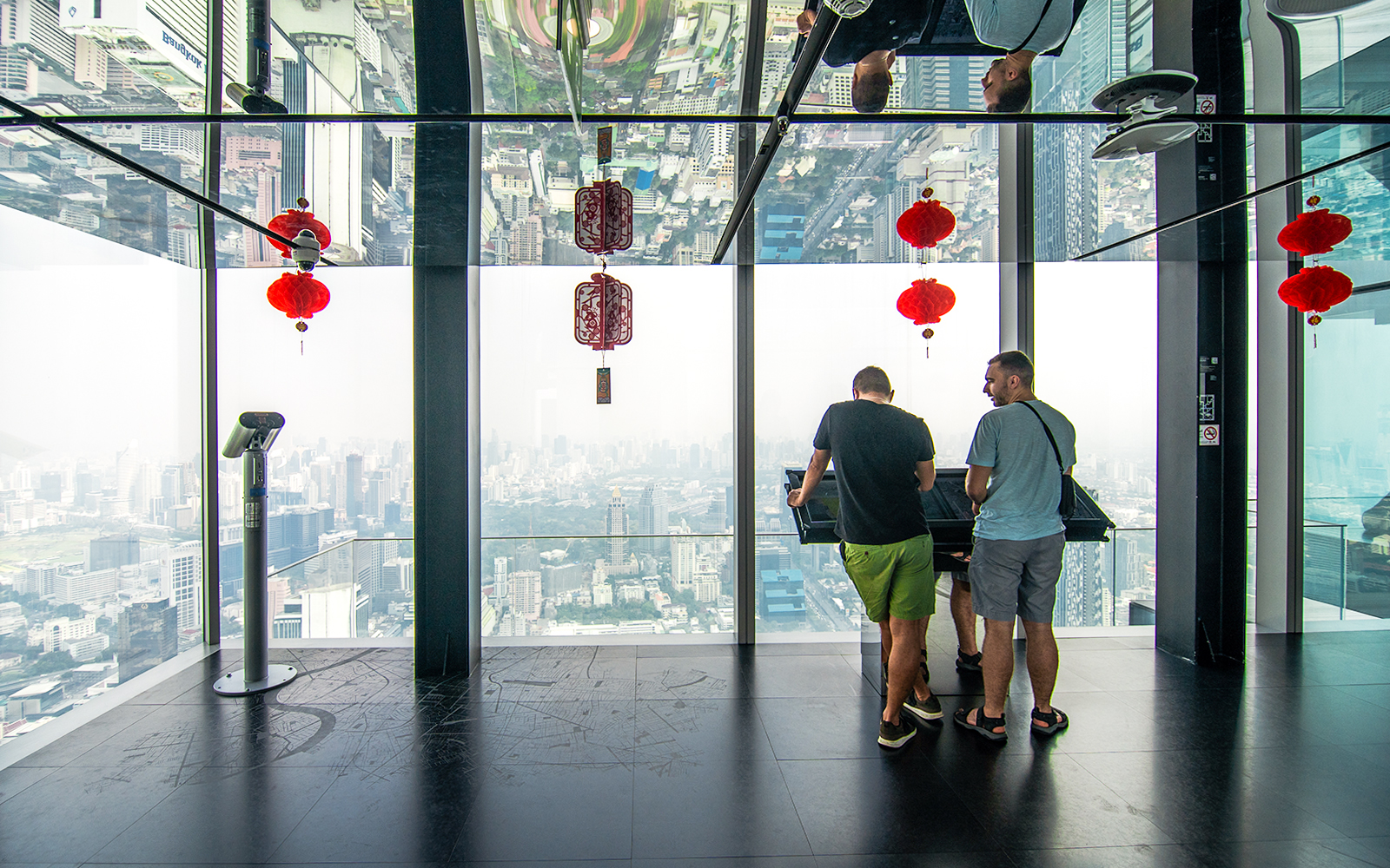 The indoor observation deck at Mahanakhon Skywalk