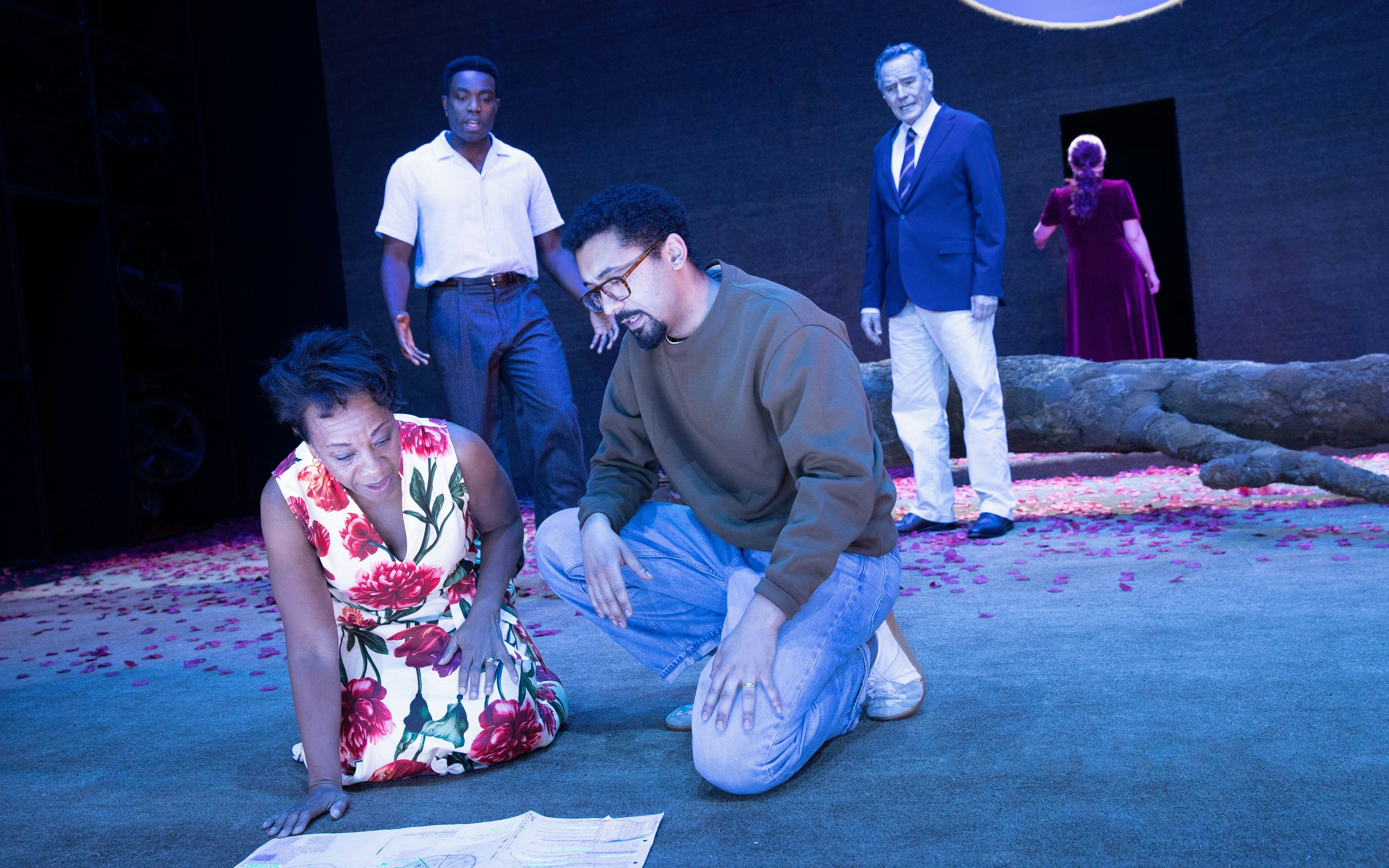 Actors performing a scene from "All My Sons" on a West End stage.