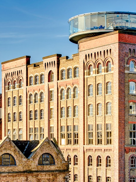 Storehouse exterior with brick facade and rooftop glass structure in Dublin.