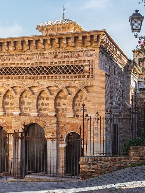 Mosque of Cristo de la Luz Chapel in Toledo, Spain, showcasing Moorish architecture.